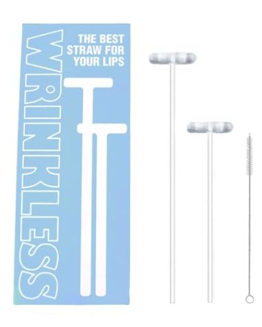 Anti Wrinkle Glass Straw Set - 1 for 40oz tumbler and 1 for 16oz cup + 1 cleaning brush