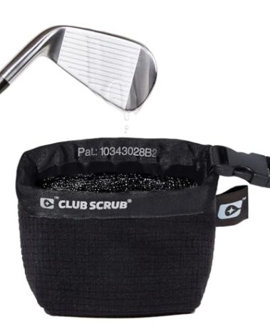 Club Scrub Pro Golf Club and Golf Ball Cleaning Bag, Waterproof Clean Face Technology Liner, Perfectly Dry Microfiber Exterior, Detachable Clip, Machine Washable, Cleans Club Grooves, Black Pro