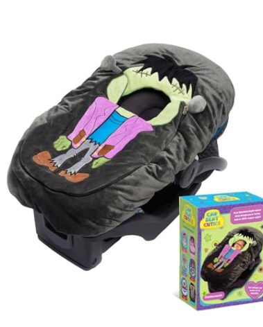 MaterialJill Car Seat Cuties, Baby Carrier Seat Cover for Infant Seat or Stroller, Baby Car Seat Covers, New Baby Gift, Soft Plush Baby Carrier Blanket Cover, Infant Halloween Costume - Frankenstein