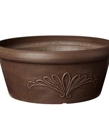 Arcadia Garden Products PSW TA20C Plastic/Stone/Wood Composite Bulb Pan – No Drainage Hole (Drillable), 8"x3", Chocolate