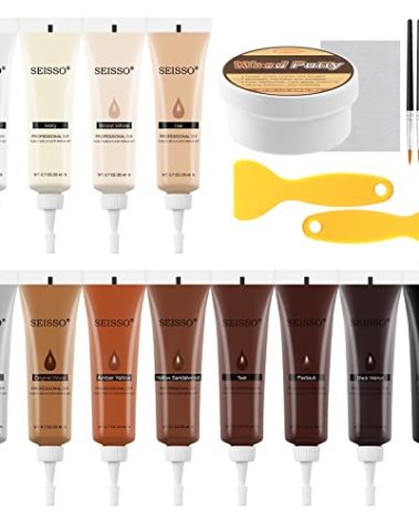 SEISSO Wood Furniture Repair Kit, 12 Colors Wood Repair fillers with Wood Putty. Used for Stains, Scratch, Wood Floors, Stains, Tables, Desks, and Cover Ups