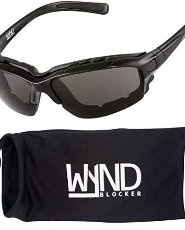 WYND Blocker Motorcycle Riding Glasses Extreme Sports Wrap Sunglasses, Black, Smoke