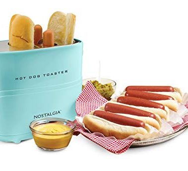 Nostalgia Pop-Up 2 Hot Dog and Bun Toaster With Mini Tongs, Works with Chicken, Turkey, Veggie Links, Sausages and Brats