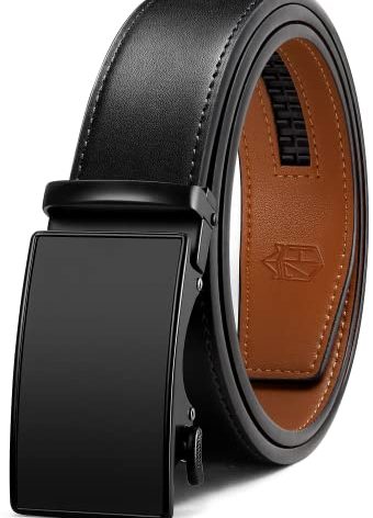 Zitahli Belt Men, Ratchet Belt Dress with 1 3/8" Premium Leather,Slide Belt with Easier Adjustable Automatic Buckle,Trim to Fit Size 34"-40"
