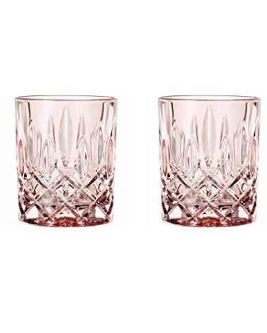 Nachtmann Noblesse 10.4oz Whiskey Tumbler (Set of 2) - Elegant 4" Crystal Glassware Collection - Heavy Bottom with Laser-Cut Rim, Diamond Pattern, Dishwasher Safe - Ideal for Bourbon & Whiskey (Rose)