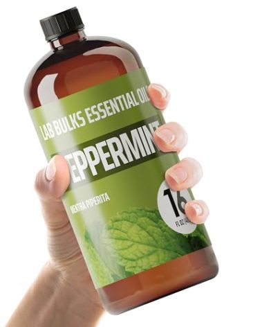 Lab Bulks Essential Oil Peppermint Essential Oil, 16 oz Bottle for Diffusers, House Cleaning, Candles, 1 Pack, Aromatherapy Oil