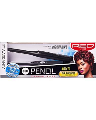RED by KISS Titanium Styler Pencil Flat Iron 3/10" – Ultra-Precise Edge & Pixie Cut Styling, 450°F Max Heat, Frizz-Free, Instant Temperature Control, Professional & Home Use