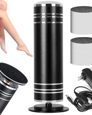 krofaue 1000RPM Electric Callus Remover - Professional Aluminum Foot File Adjustable Pedicure Tool with 60pcs Sandpaper Discs for Dead Skin at Home