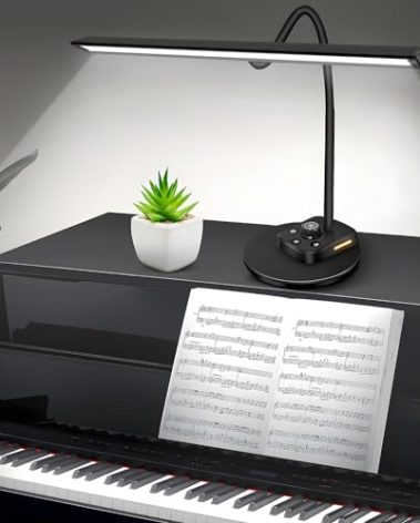 Piano Light, Upgraded LED Piano Lamp for Grand/Upright & Digital Pianos, Music Stand Lamp with Adjustable Gooseneck, Auto-Off Timer, 5 Color Modes Dimmable & USB Charging Port Eye-Care Desk Light