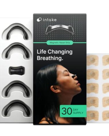Intake Breathing Nasal Strip Starter Kit (30 Count, Black) - Boost Oxygen Intake, Reduce Snoring, Improve Sleep Quality - Sweat Resistant, Skin Safe Nasal Strips - Extra Strength Snoring Solution
