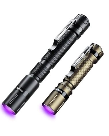 Ansyper CC UV Flashlight 2 Pack 395nm Ultraviolet, Black Light Mini Penlight Portable and Compact for Pet Urine and Stain Detection, Hotel Cleaning, ID Check, Handheld Detector