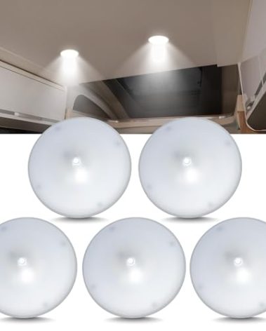 Command Electronics OEM 12V LED RV Low Profile Surface Mount Ceiling Light with Switch – Made in USA – 4.5" Diameter – 5-Pack