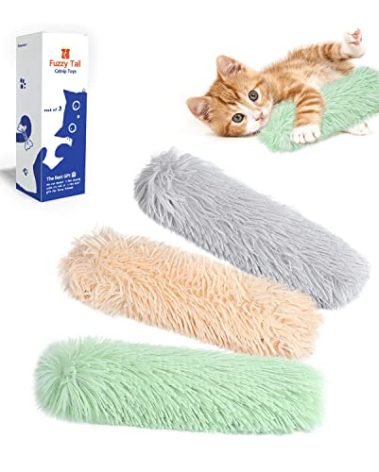 Potaroma Cat Toys Pillows, 3 Pack, Soft and Durable Crinkle Sound with Catnip Inside, Interactive Indoor Kitten Kicker, Promotes Kitty Exercise
