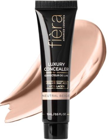 Fièra Luxury Concealer & Foundation with Anti-Aging Ingredients - Full Coverage for Dark Circles, Wrinkles, Fine Lines, and Spots, All-Day Wear For Mature Skin - Neutral Beige, 0.5 FL. OZ. / 15 ML