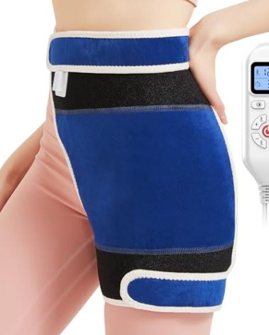 AOBOCO Hip Heating Pad for Hip/Sciatica Pain Relief - Heated Hip Brace Support 86℉-158℉ Adjustable - Thigh/Buttock Electric Heat Pad Fits Both Legs and Men Women Mom