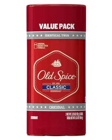 Old Spice Classic Deodorant for Men, 24hr Sweat & Odor Protection, Long Lasting Freshness, Clean & Masculine Fragrance, Original Scent, 3.25 oz (Pack of 2)