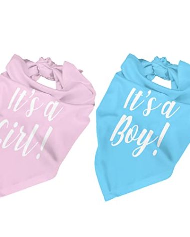 vercosee It's A Boy It's A Girl Gender Reveal/Baby Announcement Dog Bandana,Engagement Bandana,Pet Dog Triangle Scarf Reversible,Baby Shower Photography Props1pack (Pink)