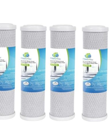 CFS – 4 Pack Carbon Block Water Filter Cartridge Compatible with Flow-Pur 8, WCBCS-975-RV Models – Removes Bad Taste and Odor – Whole House Replacement Filter Cartridge – 10“ x 2.5”