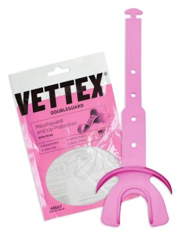 Markwort Vettex Doubleguard Mouthguard for Football, Lacrosse, MMA, Boxing, Braces - Breathable Doubleguard with Lip Protection and Strap, Pink