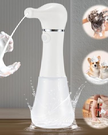 Electric Foaming Soap Dispenser,IPX7 Dog Shampoo Sprayer,400ML Capacity Pet Shower Bath Supplies Automatic Foaming Machine for Dog Deep Cleaning,Kitchen Dish Wash,Bathroom Floor Wash,Window Cleaning