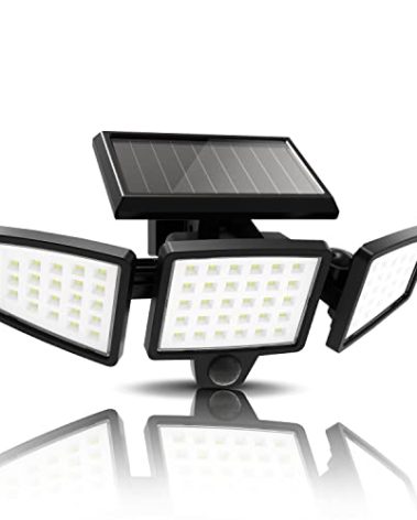 Pinegreen Lighting 1500 Lumen LED Solar Lights Outdoor Wireless Motion Sensor Outdoor Lights，3 Adjustable Heads 270° Wide Angle IP65 Waterproof, Solar Powered Security Flood Lights for Yard