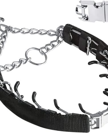Prong Training Collar for Dogs, Adjustable Dog Pinch Collar with Quick Release Buckle, No Pull Collar for Small Medium Large Dogs, Extra Link and Caps