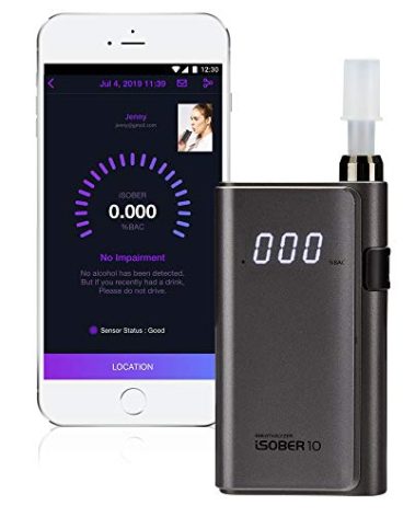 iSOBER 10 Breathalyzer | HSA/FSA Eligible | DOT, NHTSA Compliant Alcohol Tester | Suracell FuelCell Sensor Technology | The Sensor Status Check System Installed