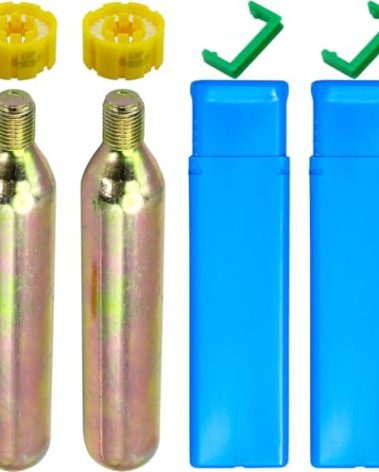 2 Pack PFD 24/33 Grams CO2 Cartridge Cylinder 1/2-inch Thread for Inflatable Life Jacket Life Vest Lifesaving Belt for Water Sports Fishing, Surfing, Sea Activities (2, 33grams)