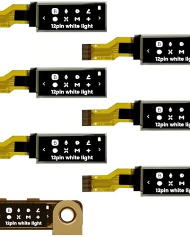 elecsung 6PCS OLED LCD Display Module, 0.91" 4 Wire SPI Serial OLED Screen Driver,128x32 3.3V ~ 4.2V for Ledger Nano S (12Pin White Light, 6pcs)