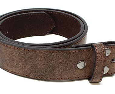 BC Belts Leather Belt Strap with Vintage Distressed Texture 1.5" Wide with Snaps (Dark Brown-L)