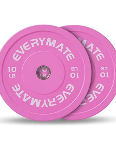 EVERYMATE 10LB Olympic Bumper Plates Set Weight Plates for Cross Training and Weightlifting, 2 Inch, Pink