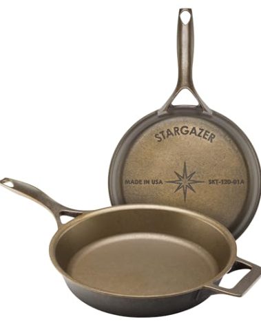 Stargazer 12-Inch Cast Iron Skillet | Made in USA, Seasoned, Premium Frying Pan for Grilling, Searing, Baking & More – Durable Cast Iron with Smooth Cooking Surface