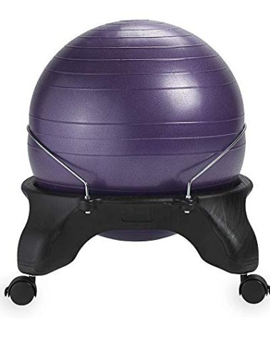 Gaiam Classic Backless Balance Ball Chair – Exercise Stability Yoga Ball Premium Ergonomic Chair for Home and Office Desk with Air Pump, Exercise Guide and Satisfaction Guarantee, Purple