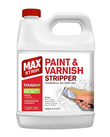 Max Strip Paint & Varnish Stripper 32oz - Paint Stripper for multiple layers of acrylic, latex, oil & water-based paints, varnishes. For wood, metal, masonry, plaster, tile, molding.