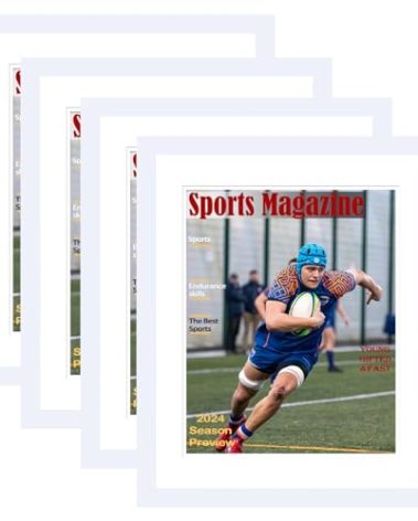 4 Pack Sports Magazine Frame Display 8.5 x 11.25 or 8.25 x 11 Magazine with 2 Sizes Mat, or 11x14 Photos without Mat, Magazine Display Frame with Shatter Resistant Plexiglass for Wall Hanging, White