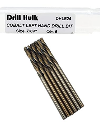 7/64-Inch Cobalt Steel M35 Left Hand Drill Bit for Removing Damaged Bolts and Screws, Pack of 6