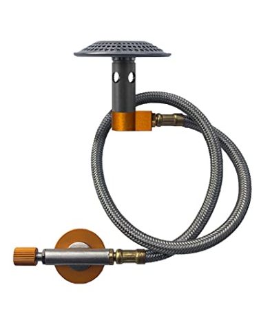 nCamp - Camping Stove Adapter, Isobutane/Propane Tank Adapter, Camp Stove Hose with Regulator, Strong Braided Stainless Steel Hose, 14.5 Inches Long