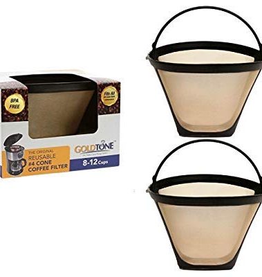 GoldTone Brand Reusable No.4 Cone Style Replacement Cuisinart Coffee Filter replaces your Permanent Coffee Filter for Cuisinart Machines and Brewers (2 Pack)