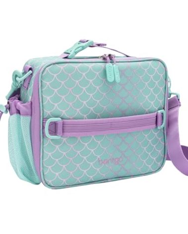 Bentgo Kids Lunch Bag - Durable, Double-Insulated Lunch Bag for Kids 3+; Holds Lunch Box, Water Bottle, & Snacks; Easy-Clean Water-Resistant Fabric & Multiple Zippered Pockets (Mermaid)