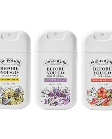 Poo-Pourri Before-You-Go Pocket Toilet Spray, Travel Essentials, 1 Fl Oz, Spring Variety 3 Pack, Each Up to 50 Uses, On-The-Go Bathroom Odor Deodorizer with Essential Oils, TSA Approved Size, 3 Scents