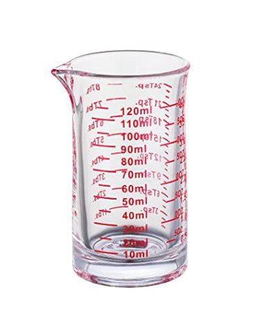 Ackers 4 Oz Glass Measuring Cup,Borosilicate Shot Glass with V-Shaped Spout-Red Line
