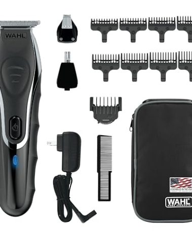 Wahl Aqua Blade® Rechargeable Wet/Dry Lithium-Ion Deluxe Beard Trimmer for Men - Interchangeable Heads for Detailing, Hair, Mustache and Body Grooming - Model 9899-100