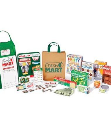 Melissa & Doug Fresh Mart Grocery Store Play Food and Role Play Companion Set