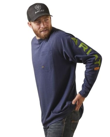 ARIAT Men’s Rebar Cotton Strong Graphic T-Shirt Navy Heather