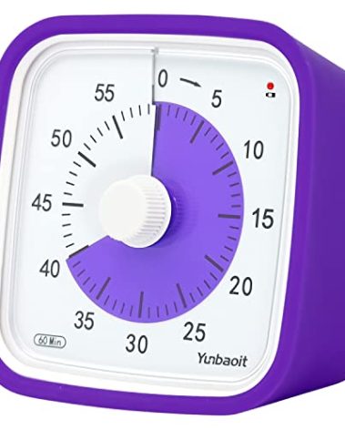 Yunbaoit Upgraded Visual Timer with Protective Case, 60 Minute Silent Countdown Timer for Kids and Adults Clock Time Management Tool(Purple)