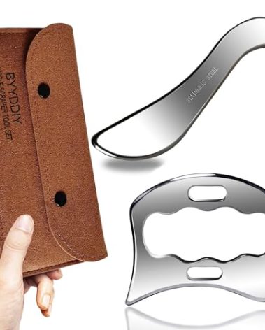 BYYDDIY 2 in 1 Stainless Steel Muscle Scraper Tools Set Gua Sha Massage Scraper Scraping Tool