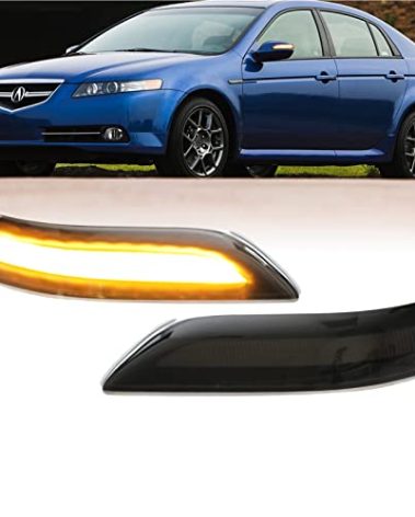 USR UNIQUE STYLE RACING Black Smoke Lens Performance Mirror Turn Signal Light with Sequential Amber LED Output (Left + Right) Compatible with 2007-2008 Acura TL Base Models and Type-S