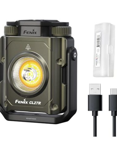 Fenix CL27R Camping Lantern Flashlight, 1600 lumens USB-C Rechargeable Waterproof Portable with White and Red LEDs and Lumentac Organizer for Hurricane Power Outage Emergency and Job Sites (Green)
