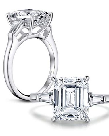 AINUOSHI Engagement Rings for Women 4ct Emerald Cut Cubic Zirconia CZ 925 Sterling Silver Wedding Rings Christmas Gifts for Women Anniversary Valentines Day Gifts for Her (10)