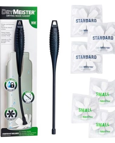 DryMeister Starter Kit - Dries The Inside of Narrow Containers - Bottles, Vases, Decanters, Wine Glasses, Hydration Bladders - Reusable